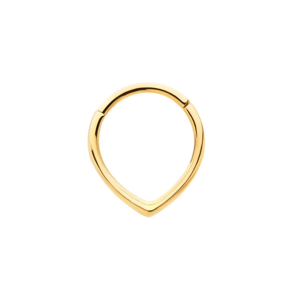 Teardrop Shaped Hinged Segment Clicker Ring - 24KT Gold PVD ASTM F-136 Implant Grade Titanium