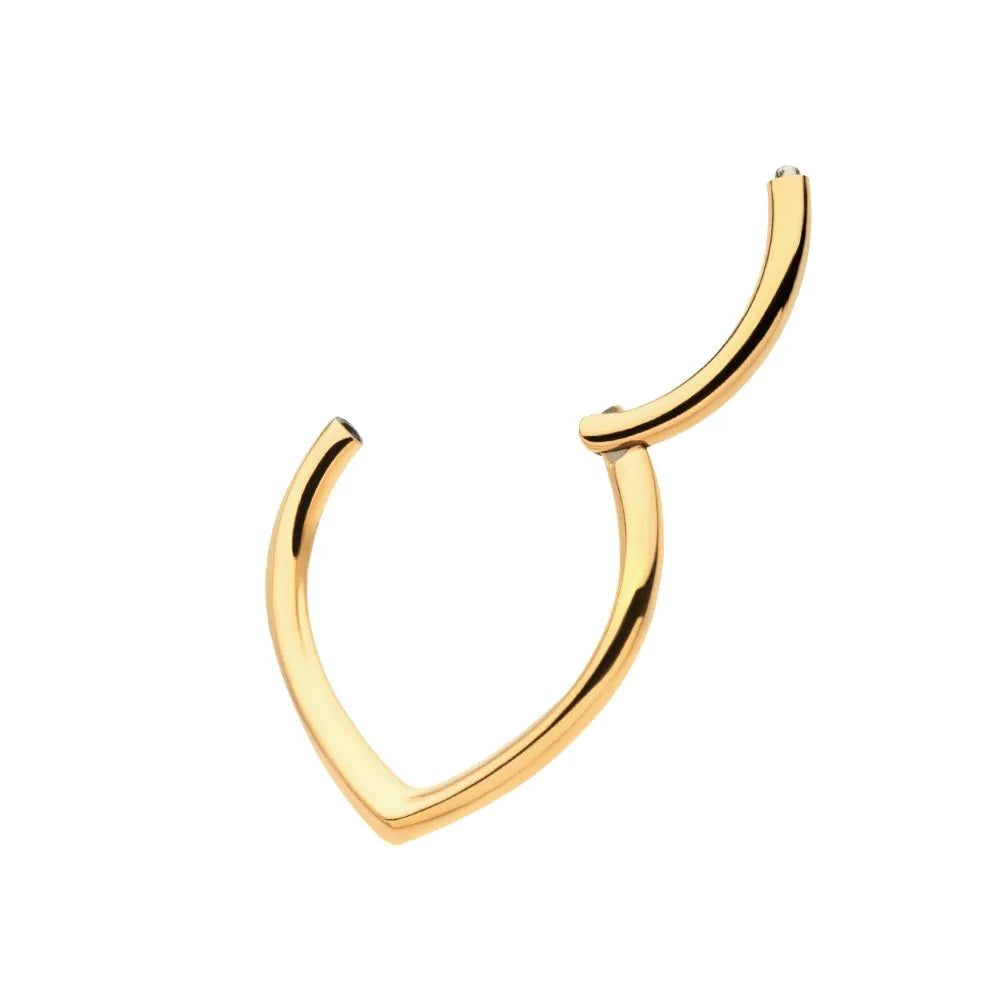 Teardrop Shaped Hinged Segment Clicker Ring - 24KT Gold PVD ASTM F-136 Implant Grade Titanium