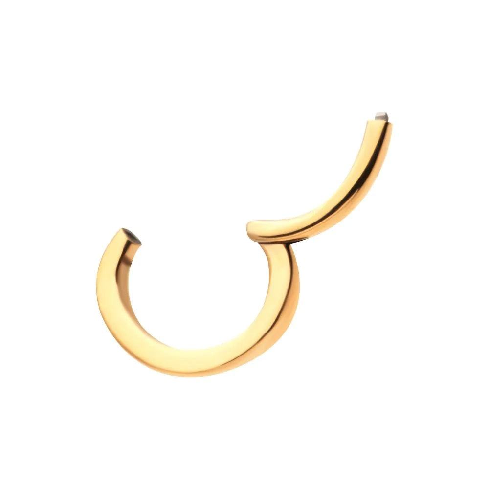 Oval Shaped Hinged Segment Clicker Ring - 24KT Gold PVD ASTM F-136 Implant Grade Titanium