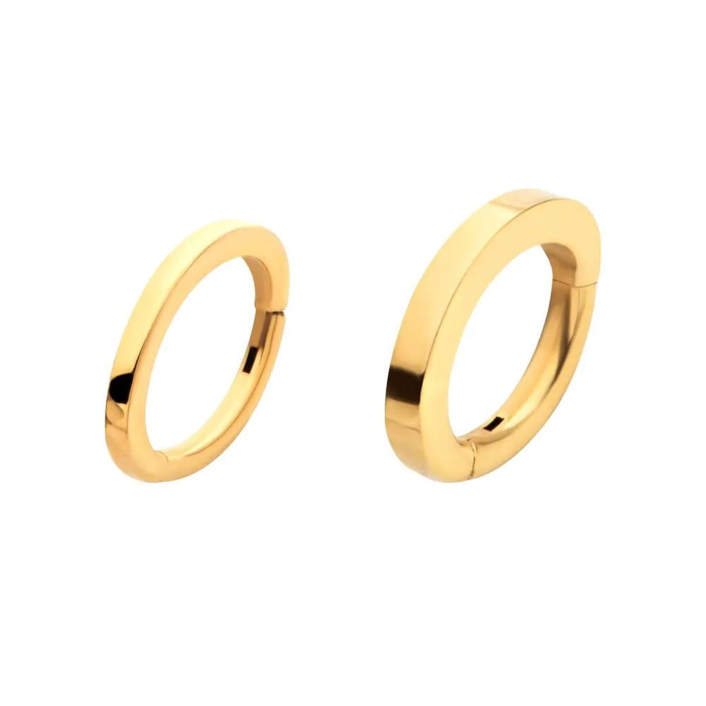Oval Shaped Hinged Segment Clicker Ring - 24KT Gold PVD ASTM F-136 Implant Grade Titanium