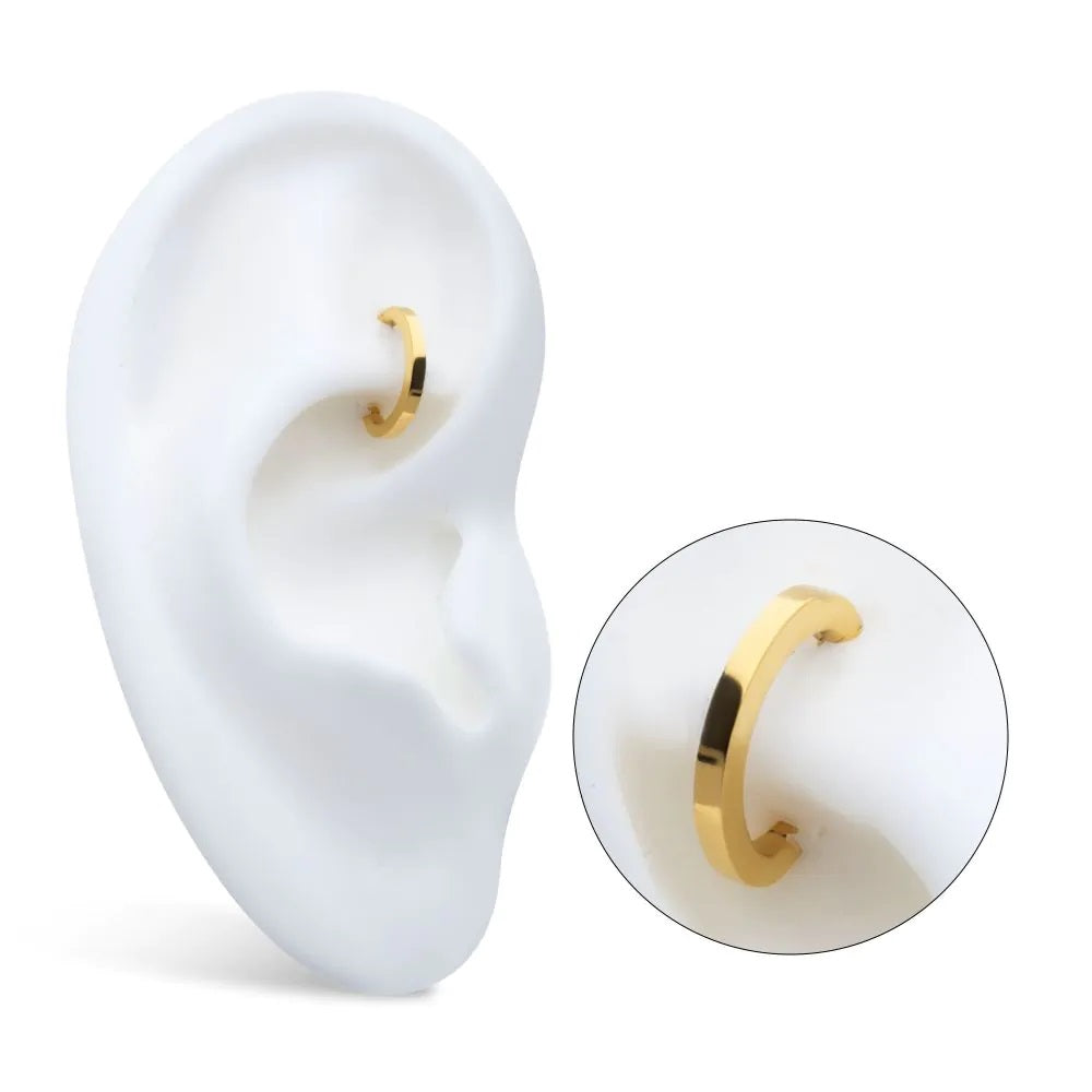 Oval Shaped Hinged Segment Clicker Ring - 24KT Gold PVD ASTM F-136 Implant Grade Titanium