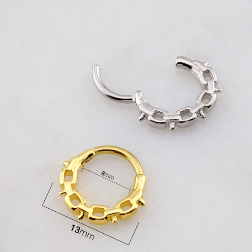 Spiked Chain Hinged Segment Clicker Ring - 316L Stainless Steel