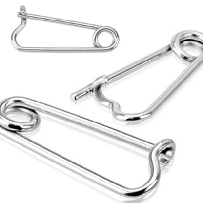 Safety Pin Earrings - Pair - 316L Stainless Steel