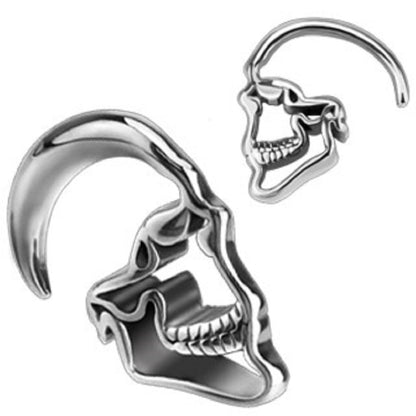 Skull Hanging Taper Plugs - Stainless Steel - Pair