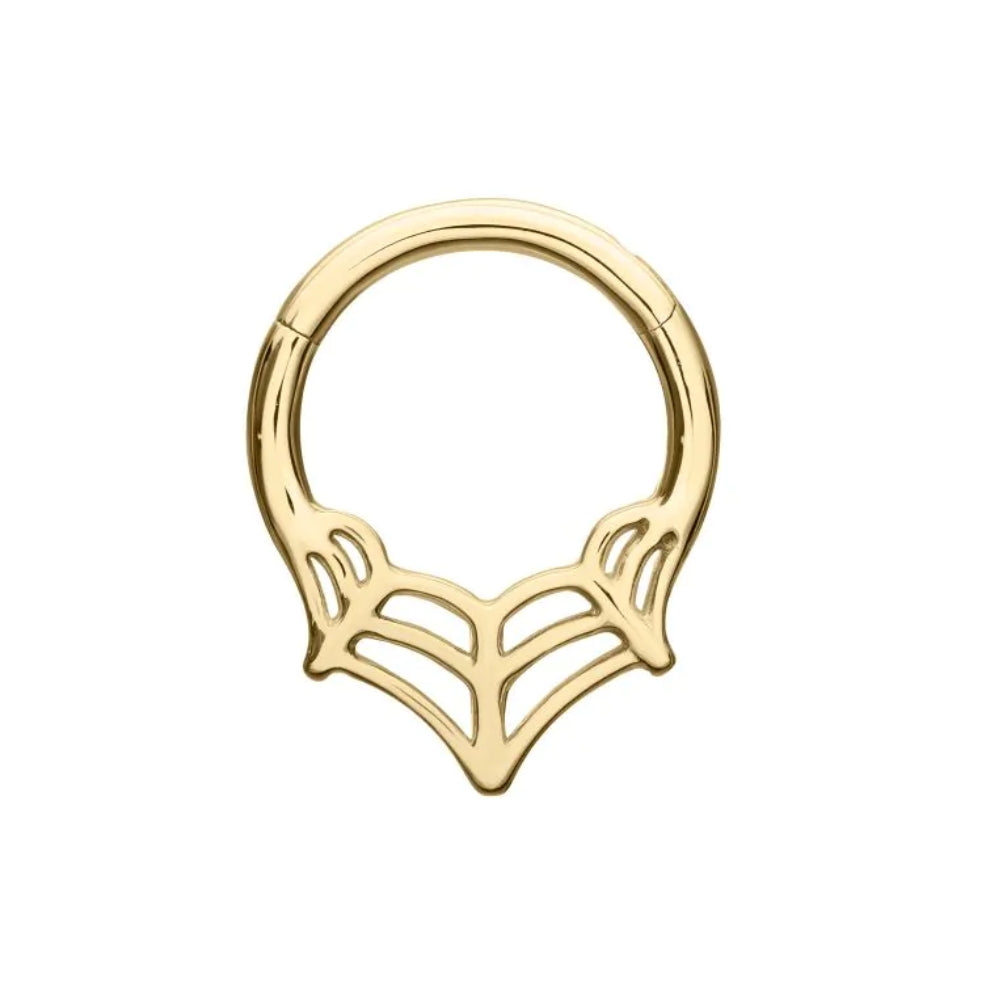 Three Point Spiderweb Front Facing Hinged Segment Clicker - 14kt Gold
