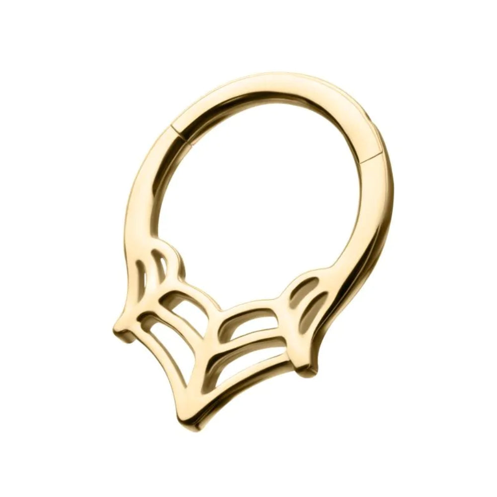 Three Point Spiderweb Front Facing Hinged Segment Clicker - 14kt Gold
