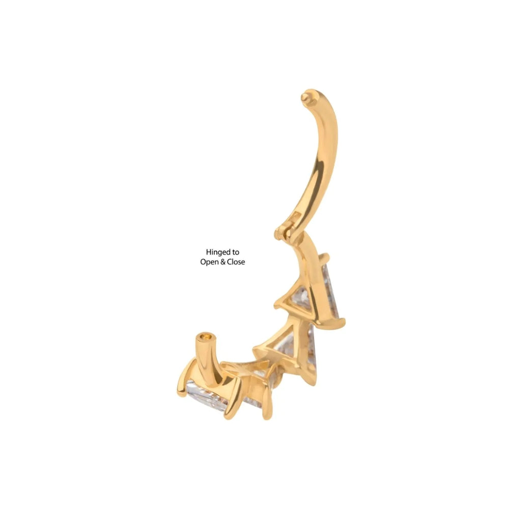 Triangle Cluster CZ Side Facing Hinged Segment - 14kt Gold