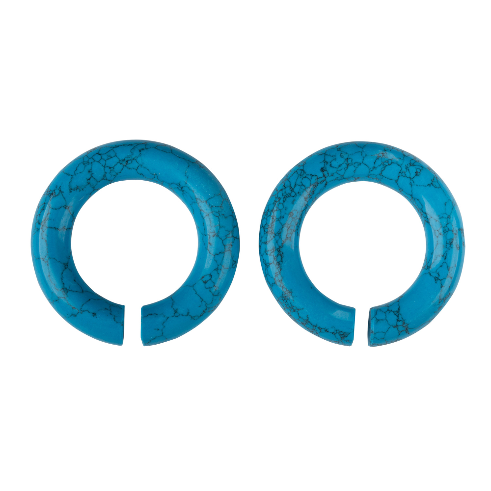 Turquoise Stone Hoop Plugs - Pair