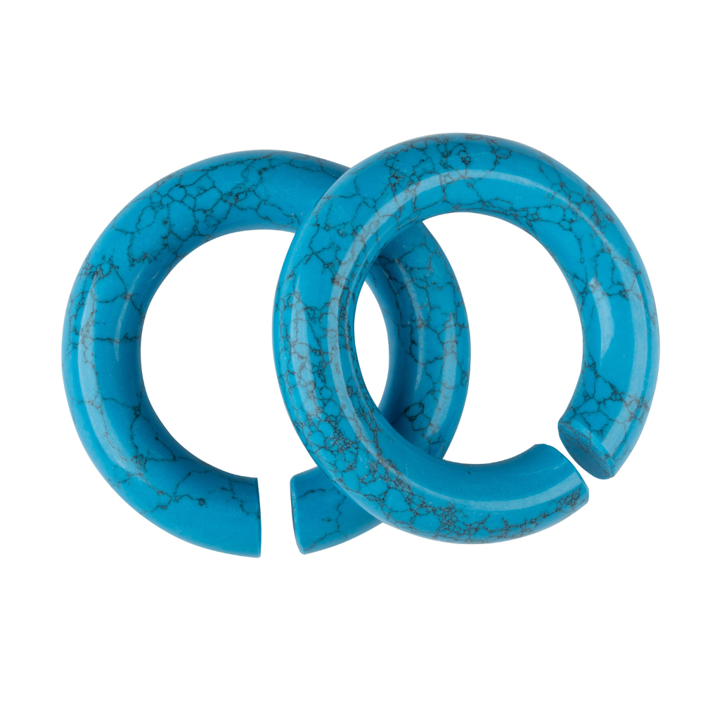 Turquoise Stone Hoop Plugs - Pair