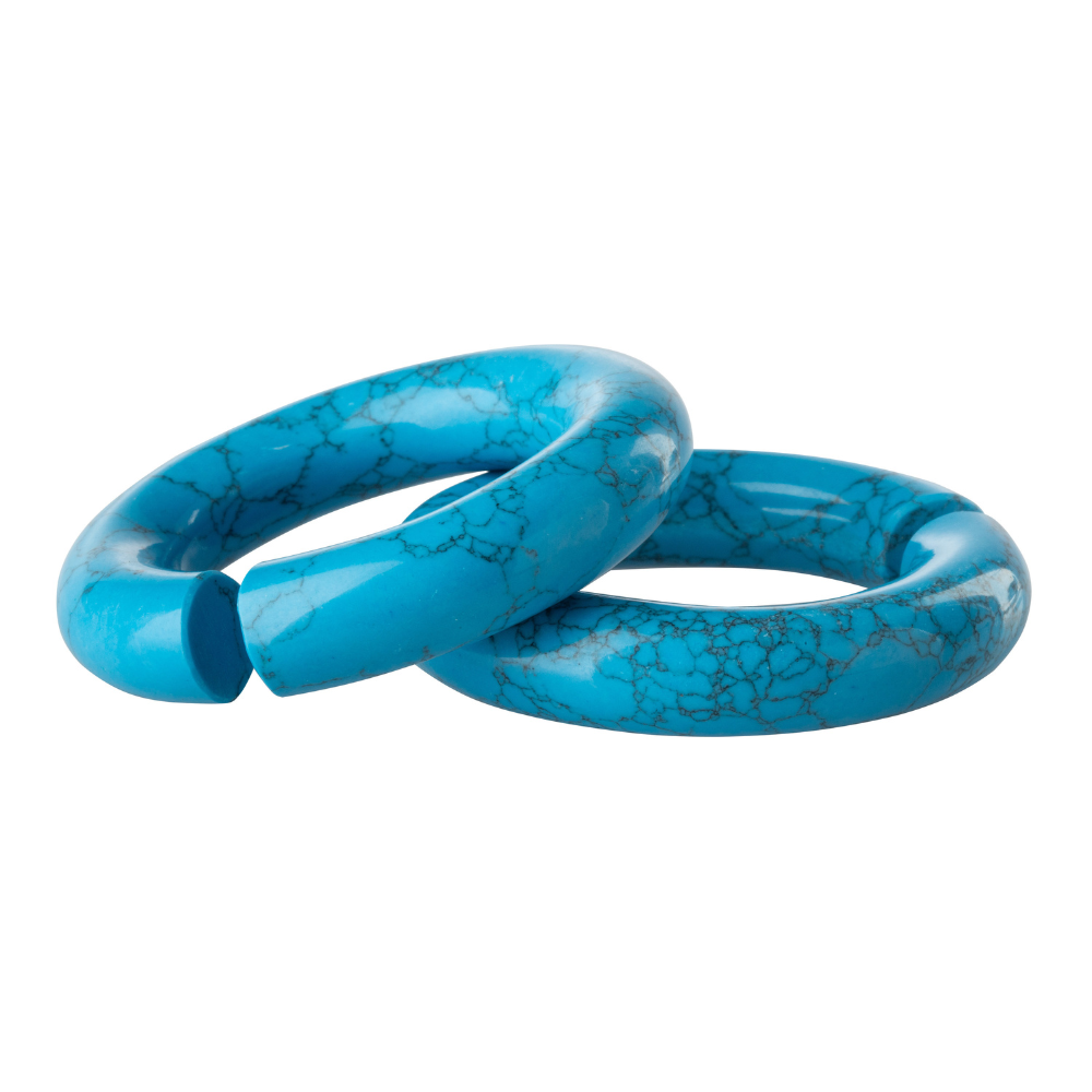 Turquoise Stone Hoop Plugs - Pair