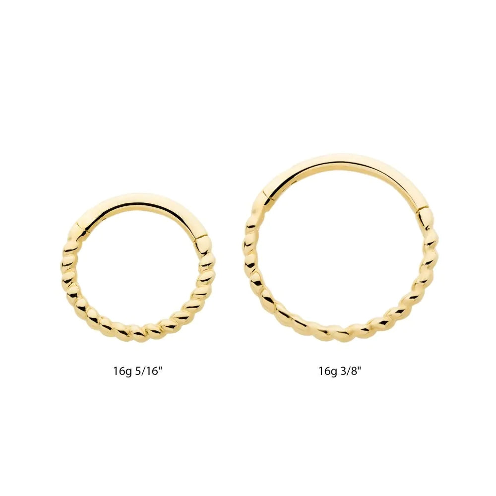 Twisted Rope Front Facing Hinged Segment Clicker - 14kt Gold