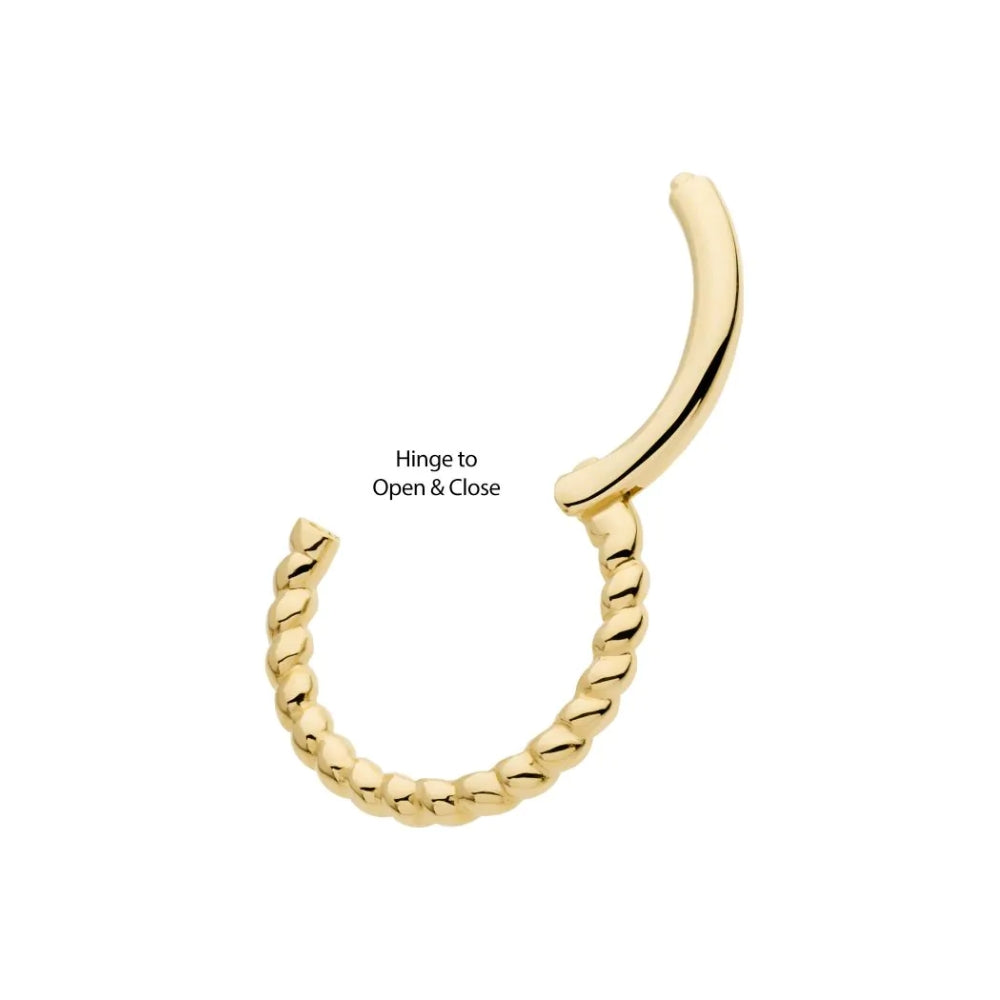 Twisted Rope Front Facing Hinged Segment Clicker - 14kt Gold