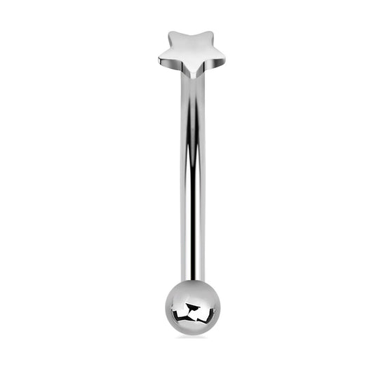 Internally Threaded Flat Star Top Eyebrow Curved Barbell - G23 Titanium