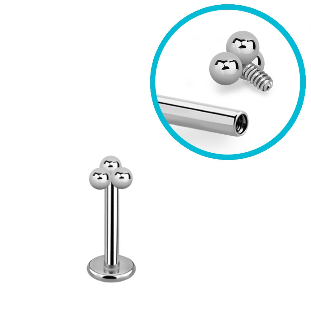 Internally Threaded Triple Ball Top Flat Back Stud - G23 Titanium