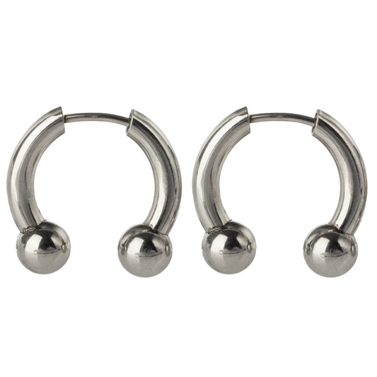 Faux Stretched 8GA Horseshoe Barbell Earrings - Pair - Stainless Steel
