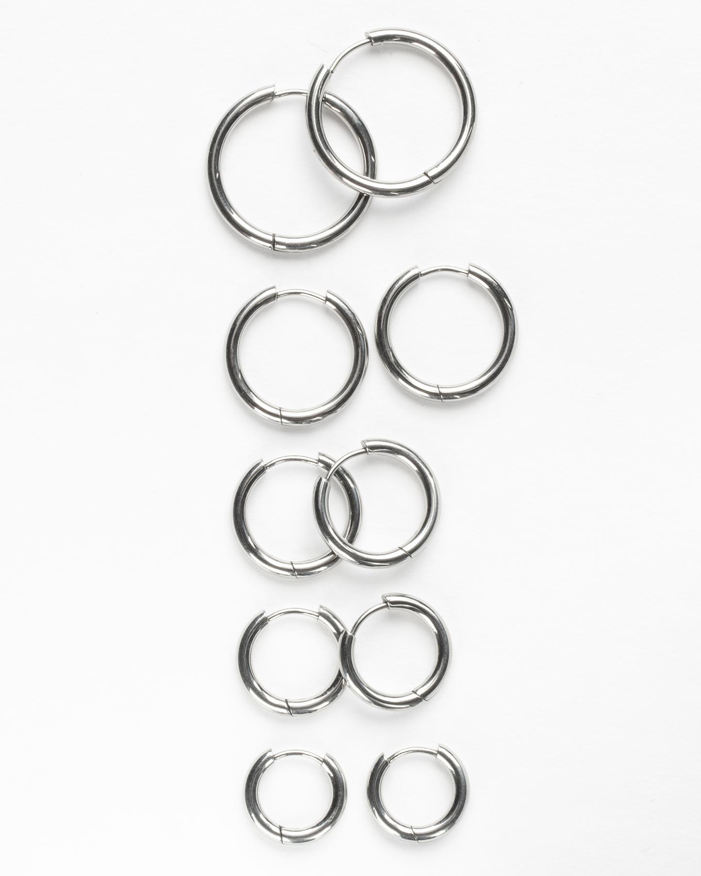 2.5mm Thick Round Hinged Hoop Earrings - Pair - 316L Stainless Steel