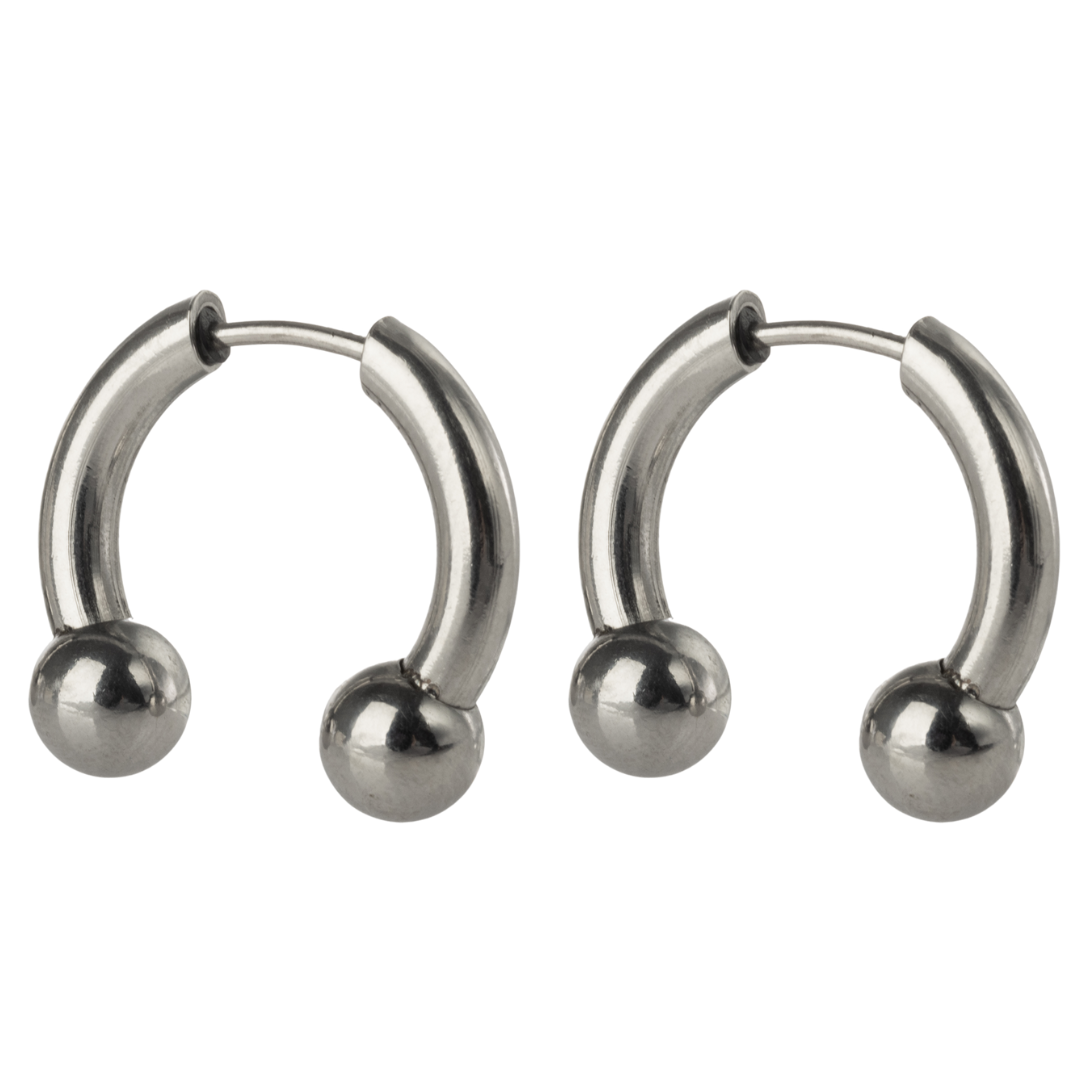 Faux Stretched 8GA Horseshoe Barbell Earrings - Pair - Stainless Steel