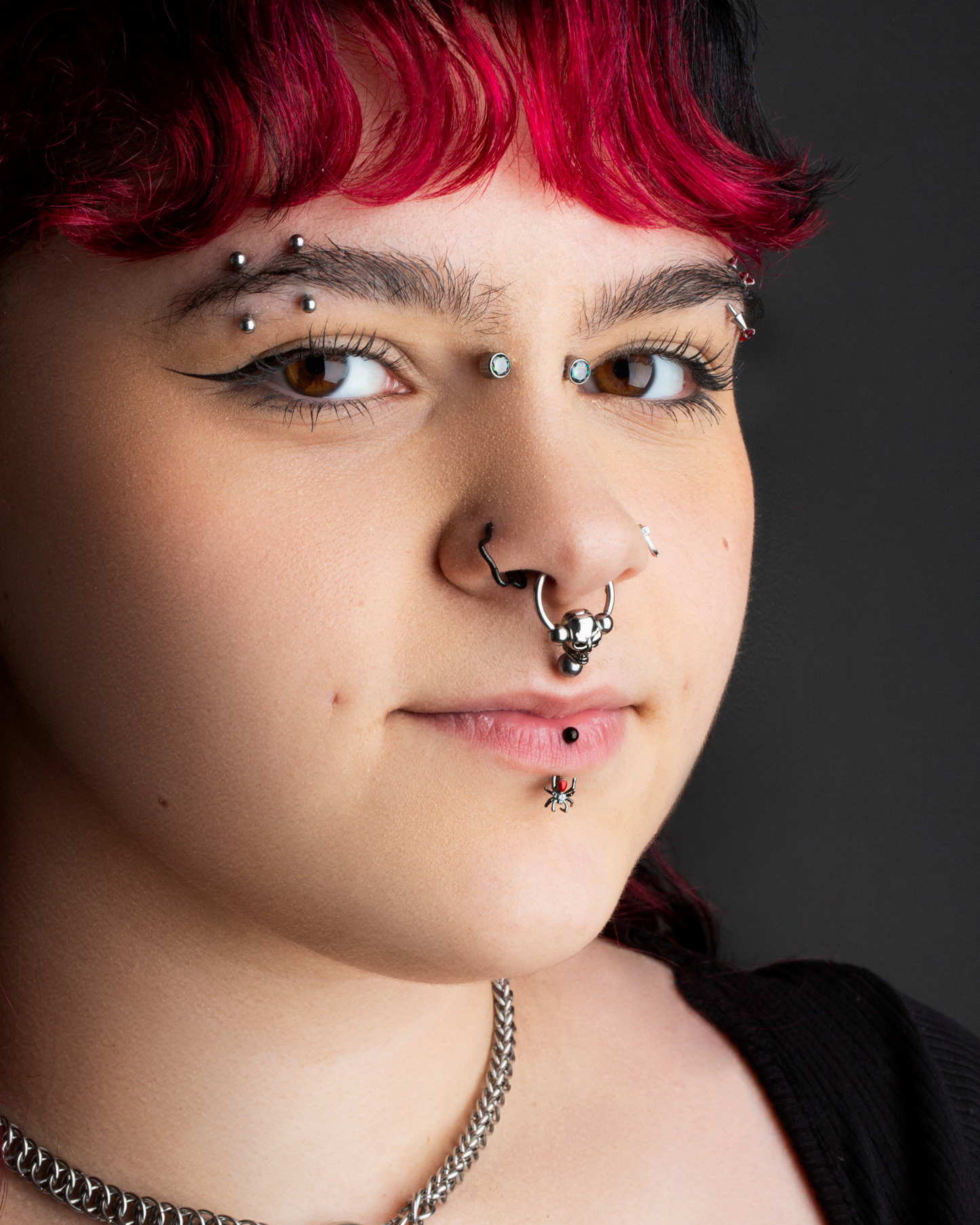 Skull Septum Nose Captive Bead Ring - Stainless Steel