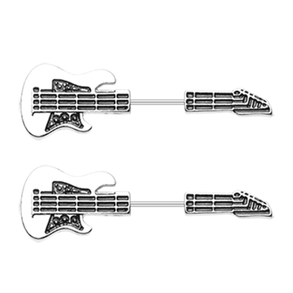 Electric Guitar Fake Taper Earrings - Stainless Steel - Pair