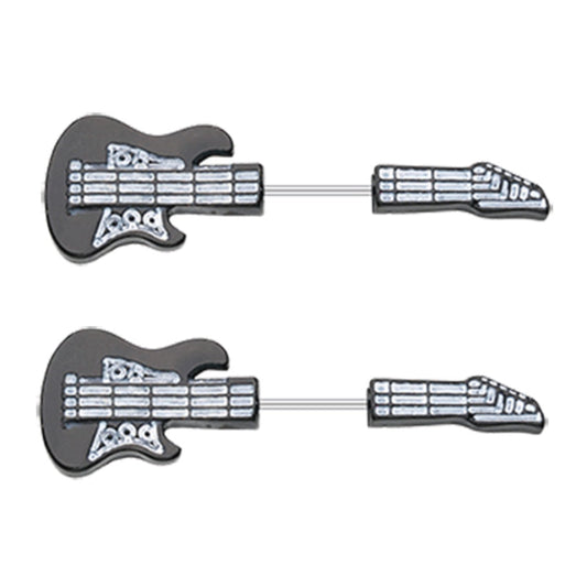 Electric Guitar Fake Taper Earrings - Stainless Steel - Pair