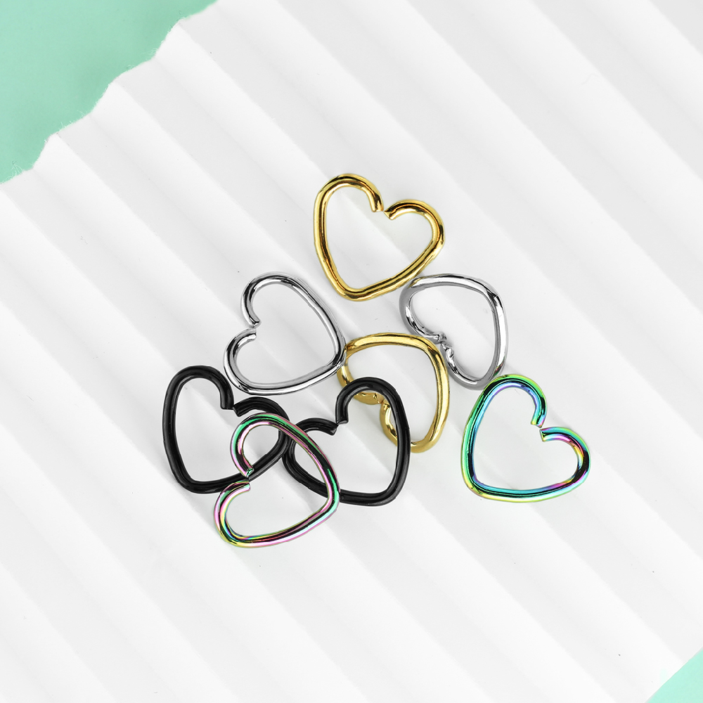 Set of 8 Assorted Colors Bendable Heart Cartilage Helix Tragus Daith Ear Piercing Rings - Stainless Steel