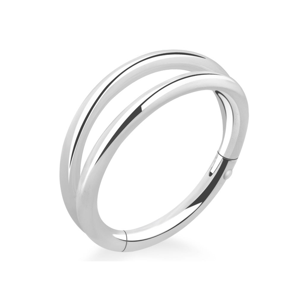 Double Hoop Hinged Segment Clicker Ring - 925 Sterling Silver