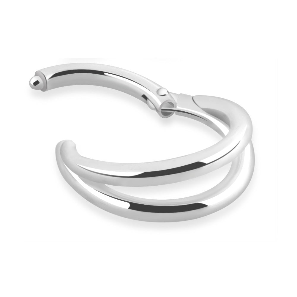 Double Hoop Hinged Segment Clicker Ring - 925 Sterling Silver