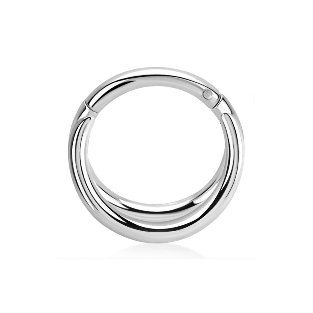 Double Hoop Hinged Segment Clicker Ring - 925 Sterling Silver