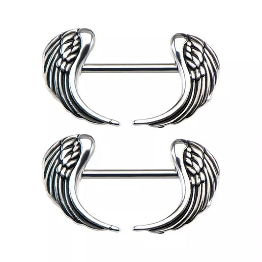 Angel Wing Nipple Barbells - Pair - 316L Stainless Steel