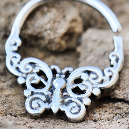 Ornate Butterfly Seamless Ring - Stainless Steel