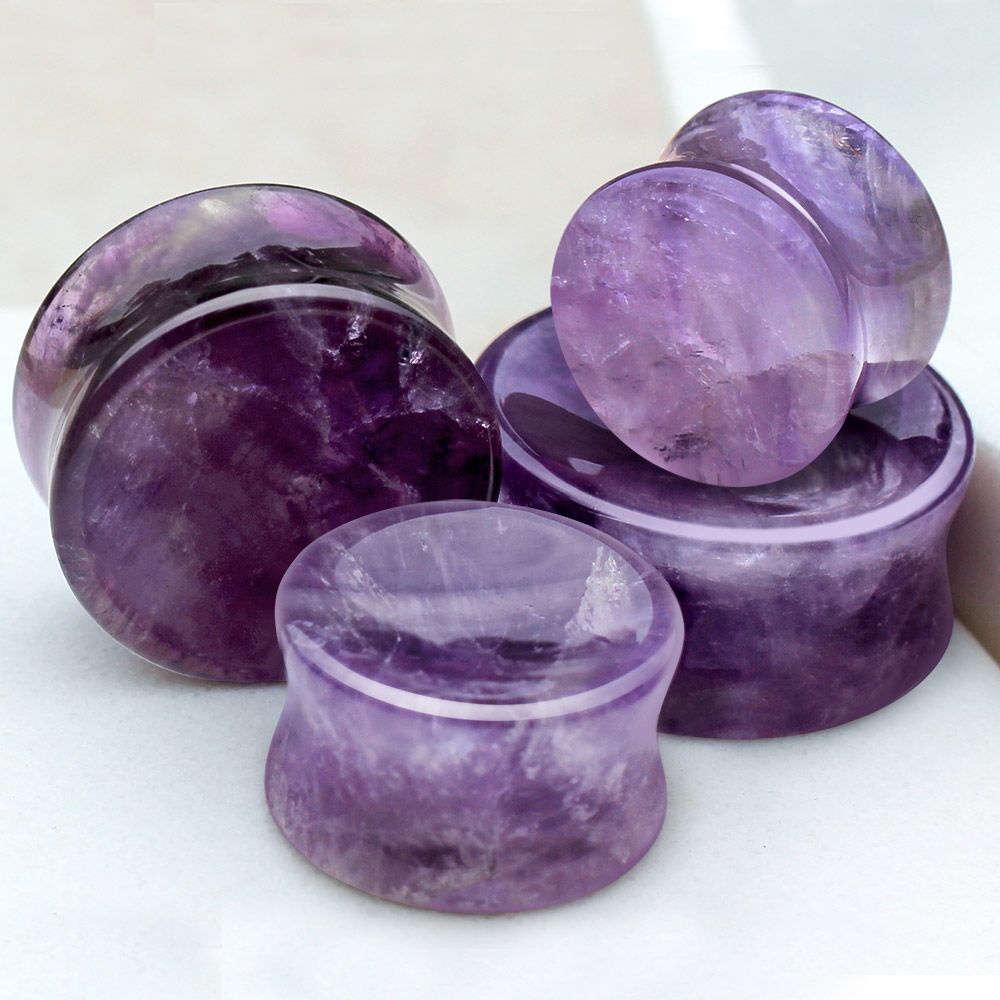 Natural Concave Amethyst Stone Saddle Plug Gauges
- Pair