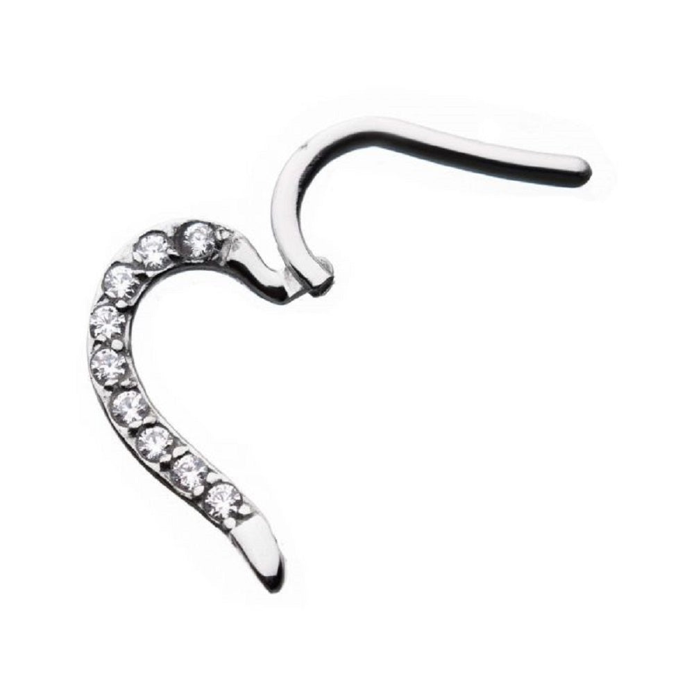 CZ Crystal Heart Shaped Left Ear Helix Cartilage Daith Hinged Segment Clicker Ring - 316L Stainless Steel