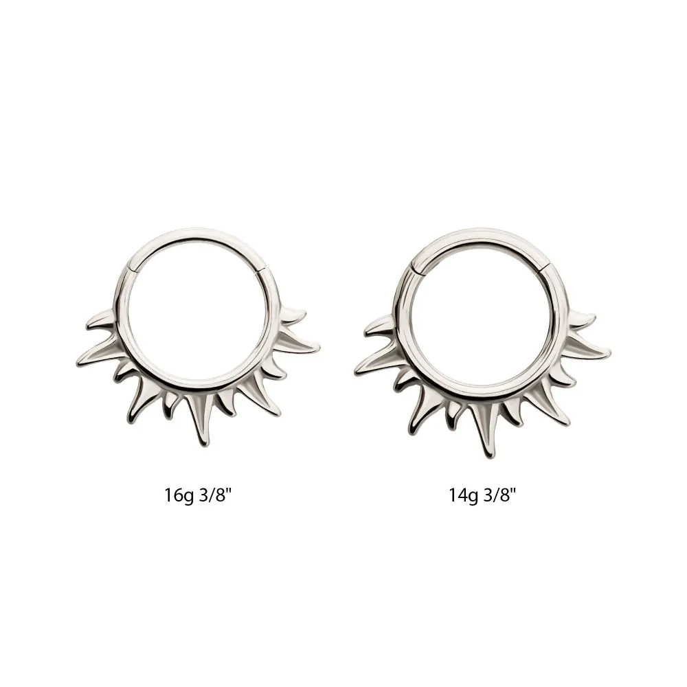 Sun Rays Hinged Segment Clicker Ring - 316L Stainless Steel