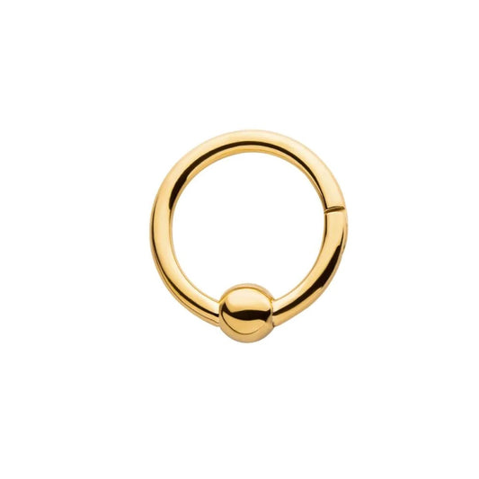 Faux Captive Bead Ring Hinged Segment Clicker Ring - 24Kt Gold PVD Titanium