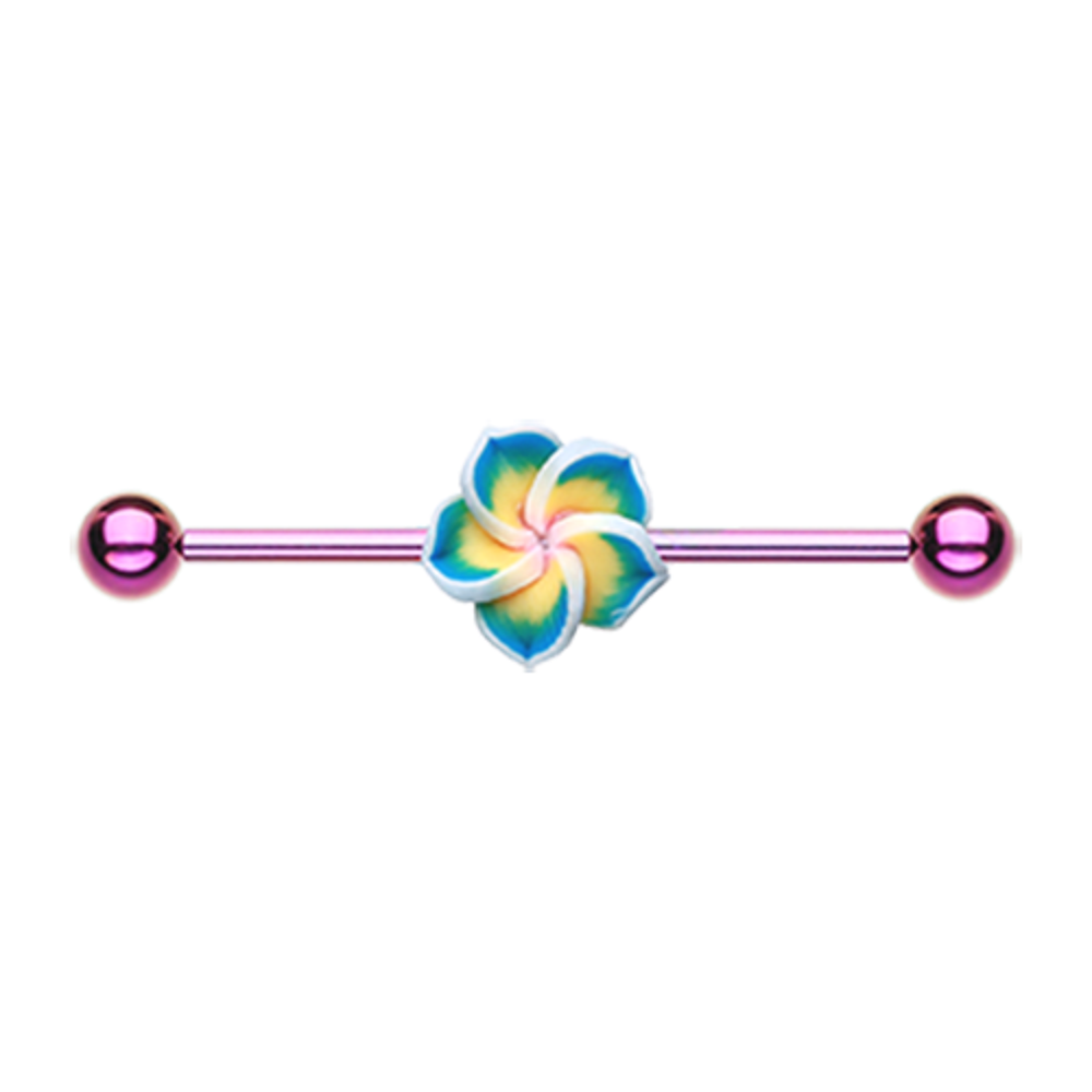 Hawaiian Plumeria Flower Industrial Barbell
- Stainless Steel
