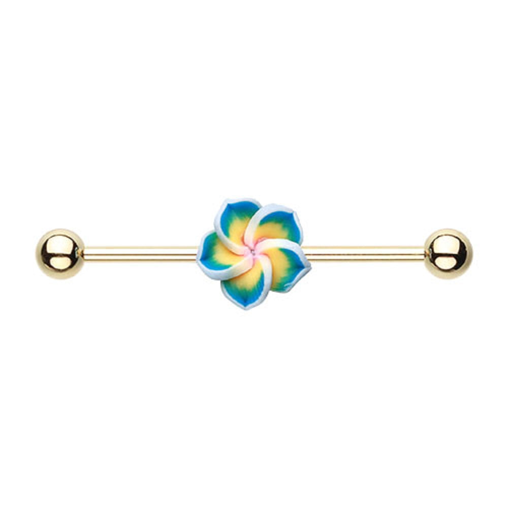 Hawaiian Plumeria Flower Industrial Barbell
- Stainless Steel