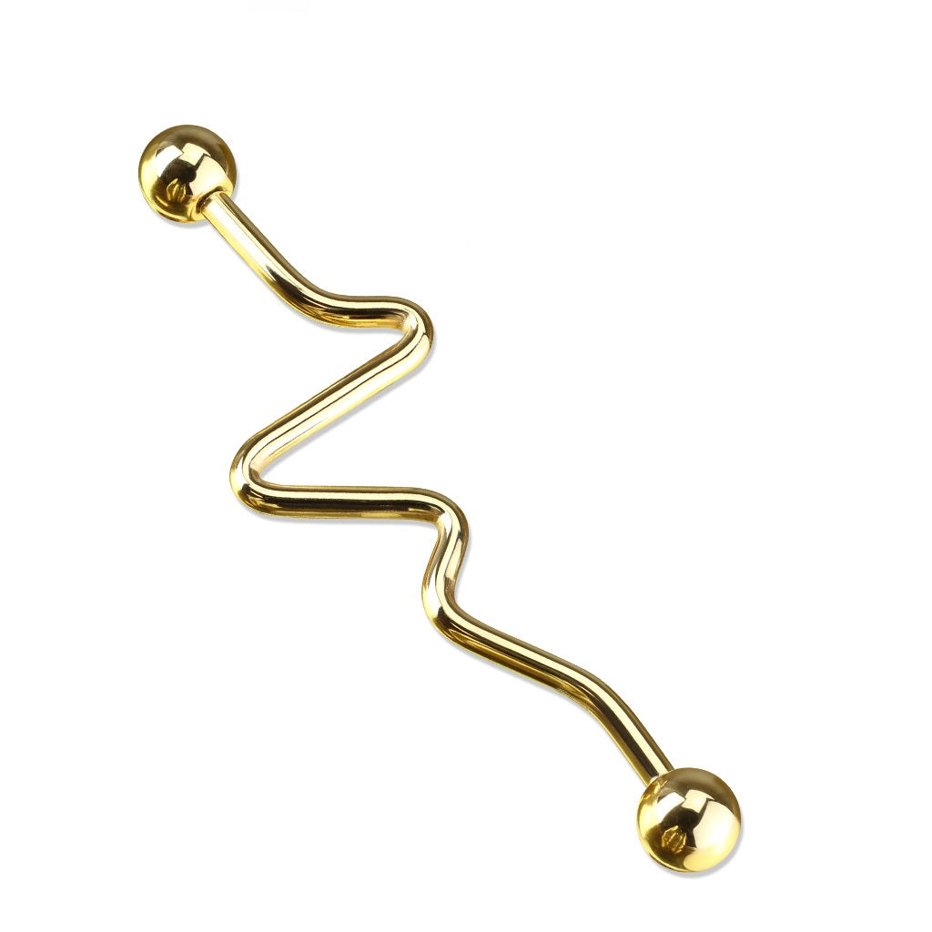 Zig Zag Industrial Barbell - 316L Surgical Steel