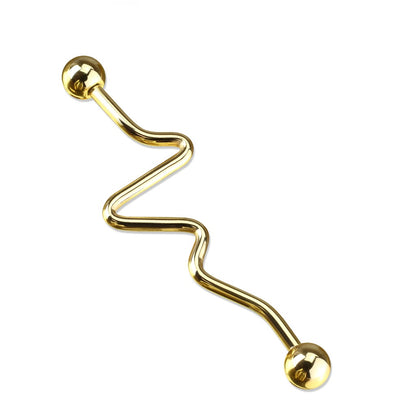 Zig Zag Industrial Barbell - 316L Surgical Steel