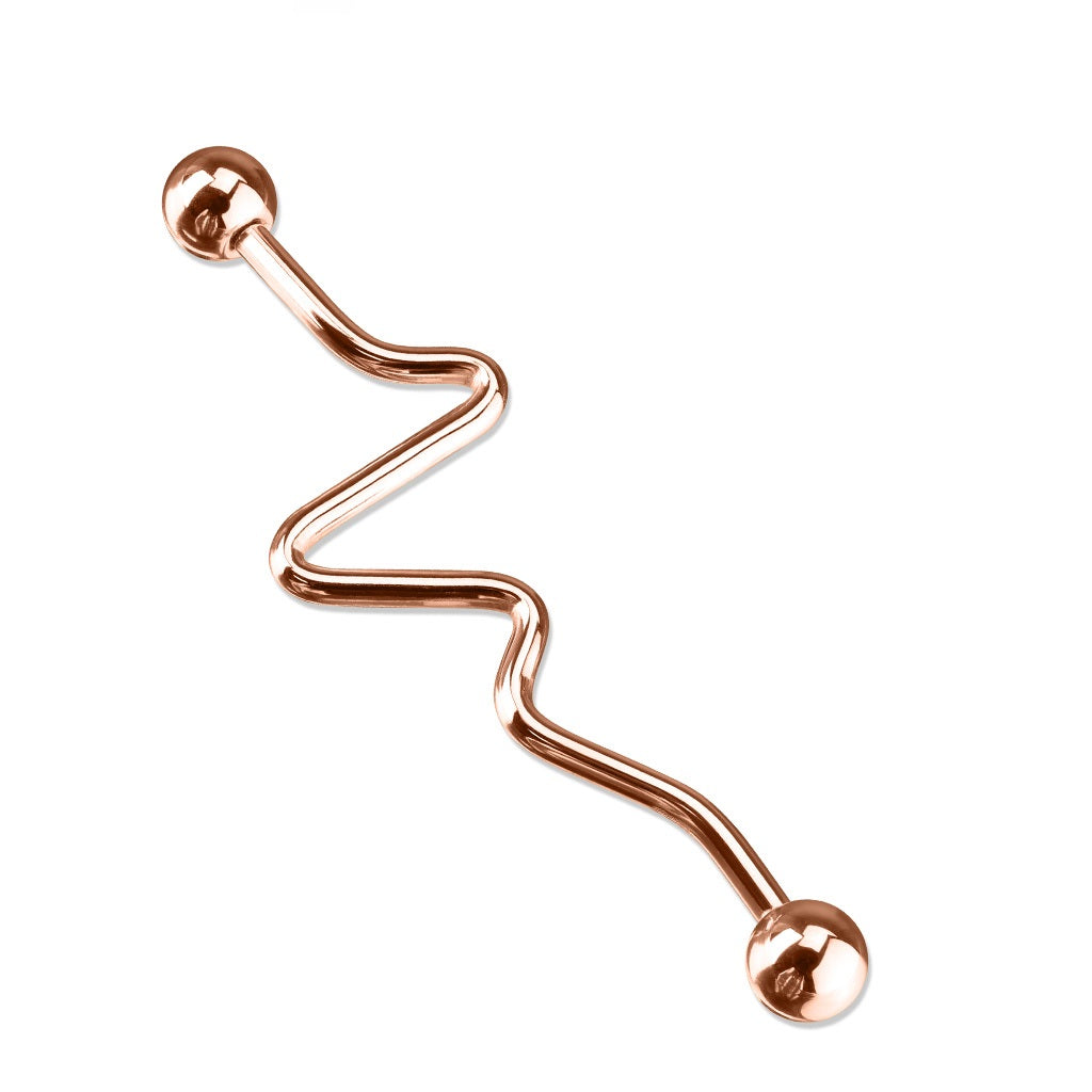 Zig Zag Industrial Barbell - 316L Surgical Steel