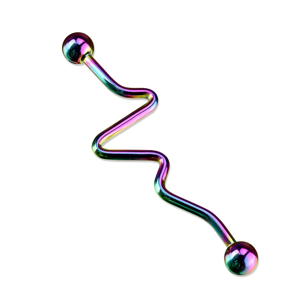 Zig Zag Industrial Barbell - 316L Surgical Steel
