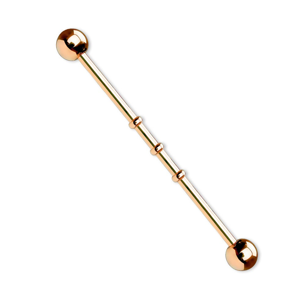 Triple Notched Industrial Barbell - Titanium Plated Stainless Steel