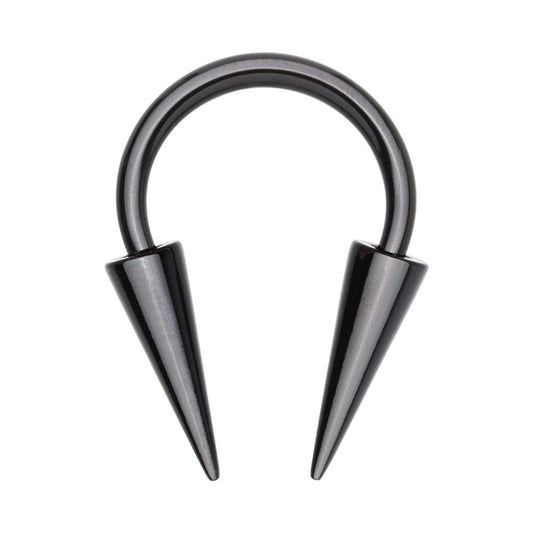 Horseshoe Circular Barbell with Long Spikes - Stainless Steel