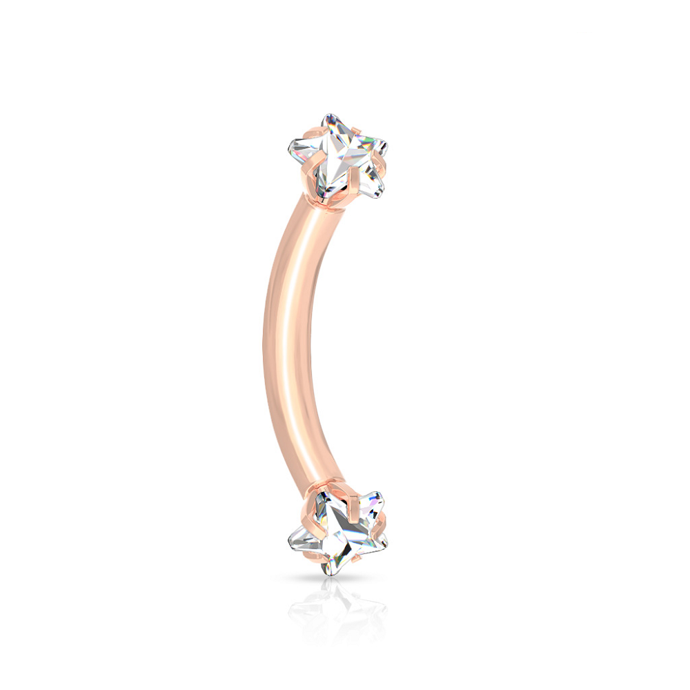 Internally Threaded Prong Set CZ Crystal Star Ends Cartilage Helix Daith Rook Eyebrow Curved Barbell
- Stainless Steel