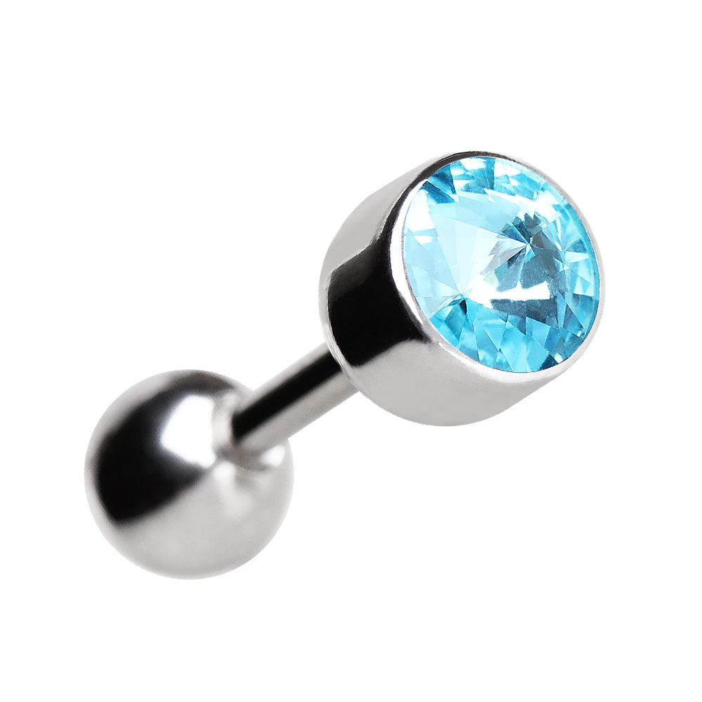 Faceted Bezel Set CZ Crystal Cartilage Helix Tragus Stud Earring - 316L Surgical Steel