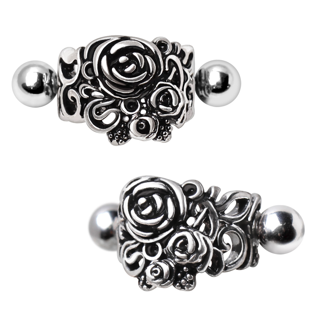 Vintage Roses Cartilage Cuff Earring - 316L Stainless Steel