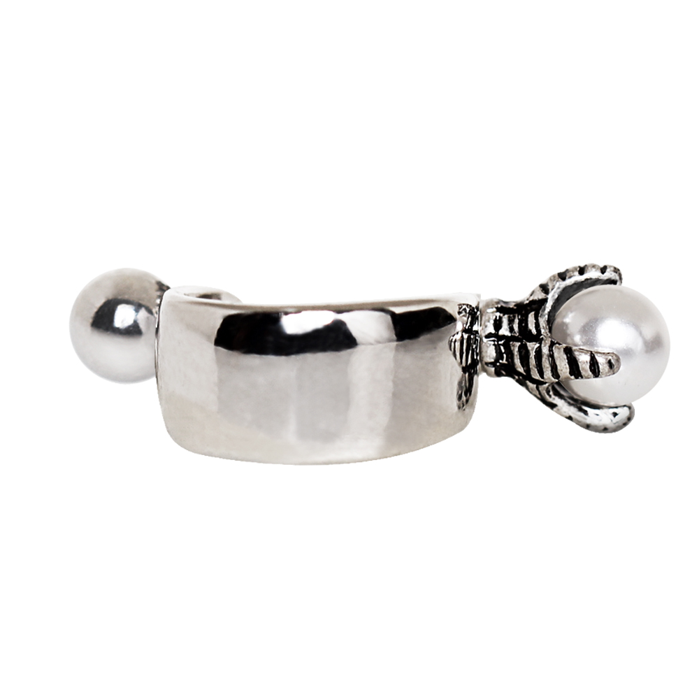 Dragon's Claw Synthetic Pearl Orb Cartilage Cuff Earring - 316L Stainless Steel
