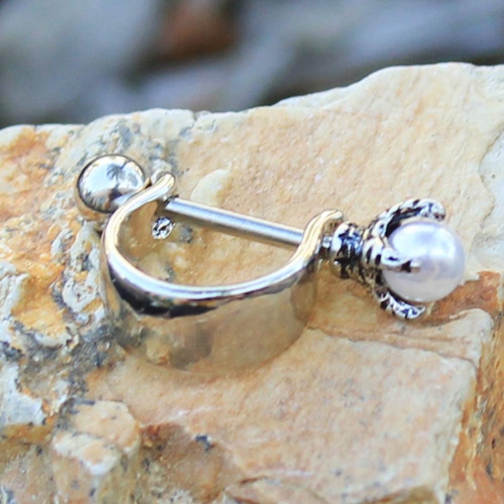Dragon's Claw Synthetic Pearl Orb Cartilage Cuff Earring - 316L Stainless Steel