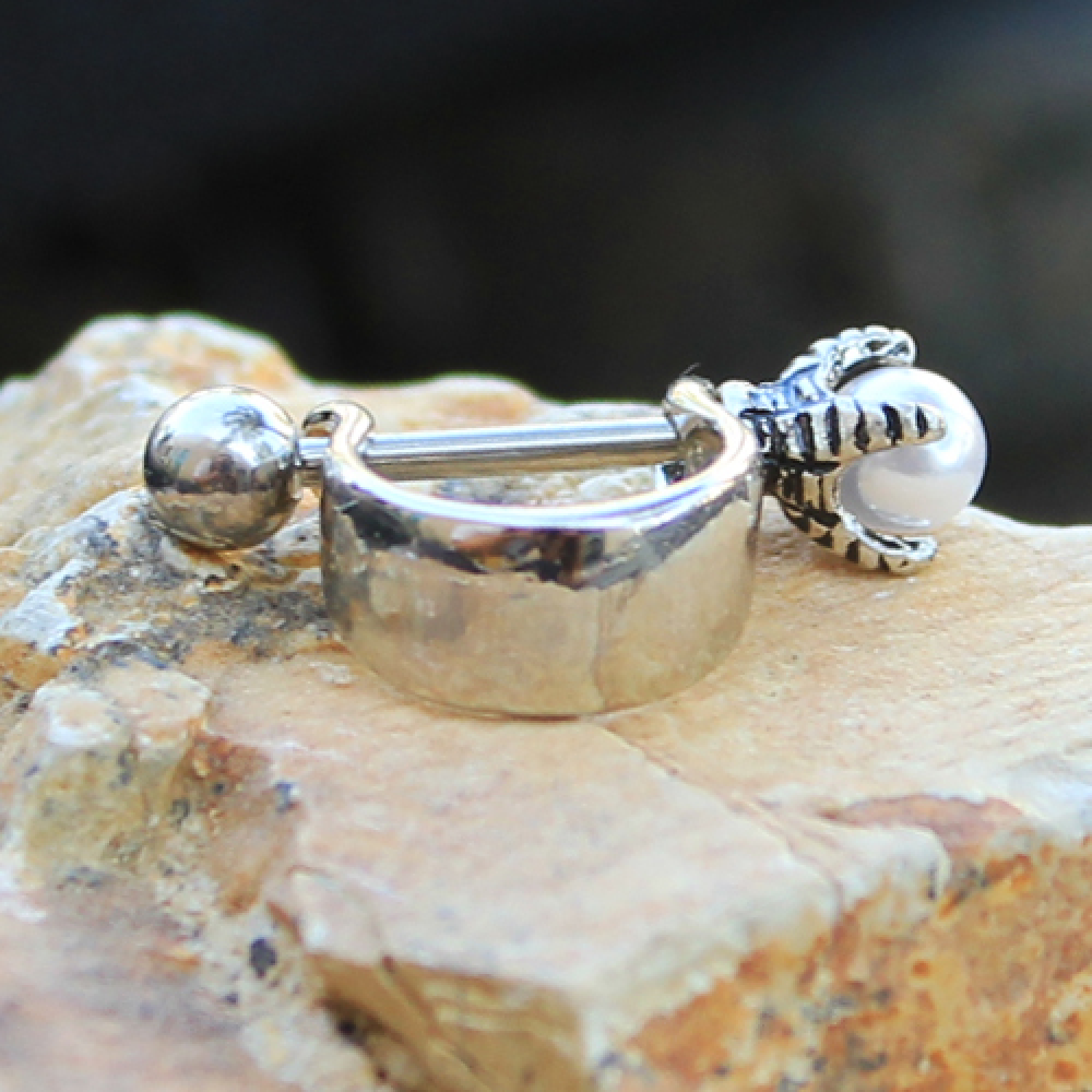 Dragon's Claw Synthetic Pearl Orb Cartilage Cuff Earring - 316L Stainless Steel