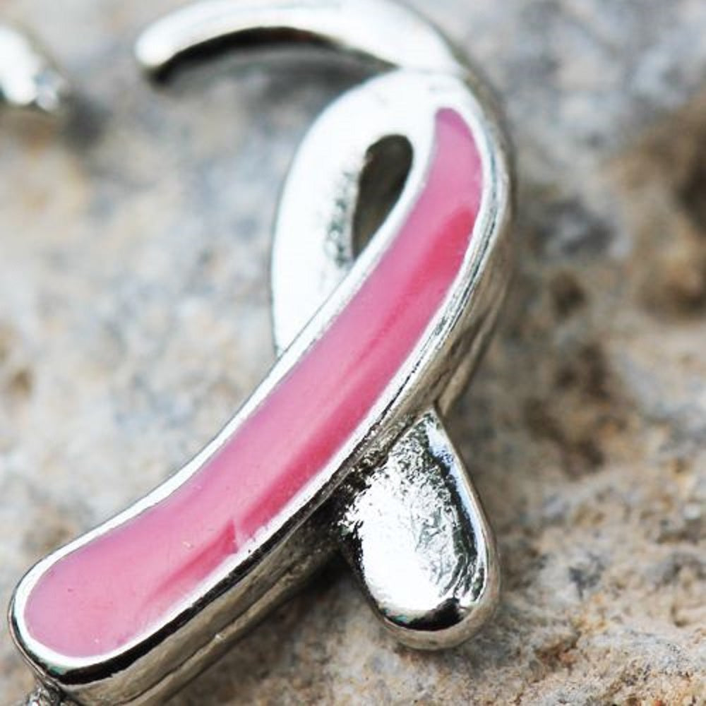 Heart with Breast Cancer Awareness Ribbon Annealed Bendable Ring - 316L Stainless Steel