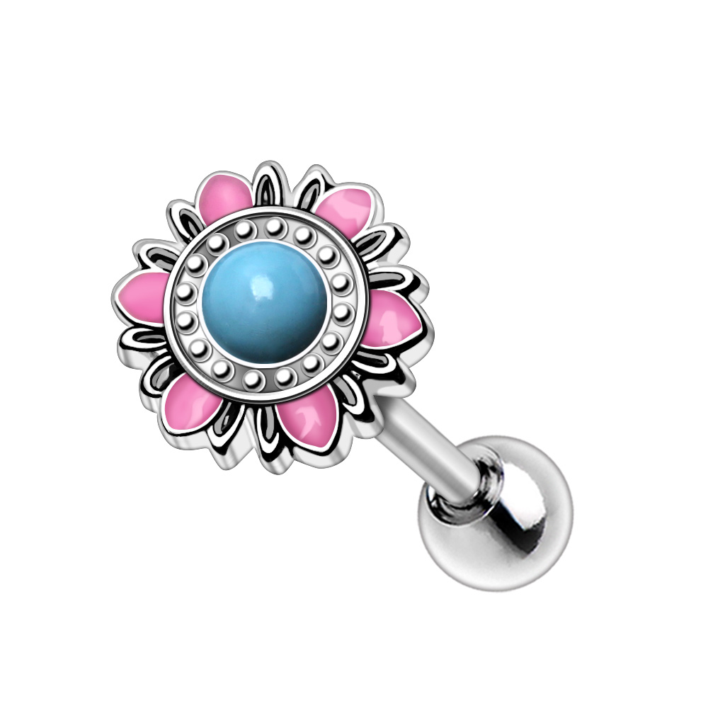 Pastel Flower Cartilage Barbell Earring - Stainless Steel